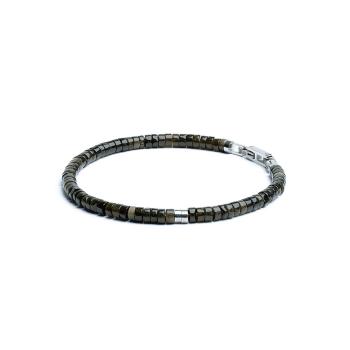 2mm Armband mit grünen Obsidian Steinen und Titanium Element - Sphera Green
